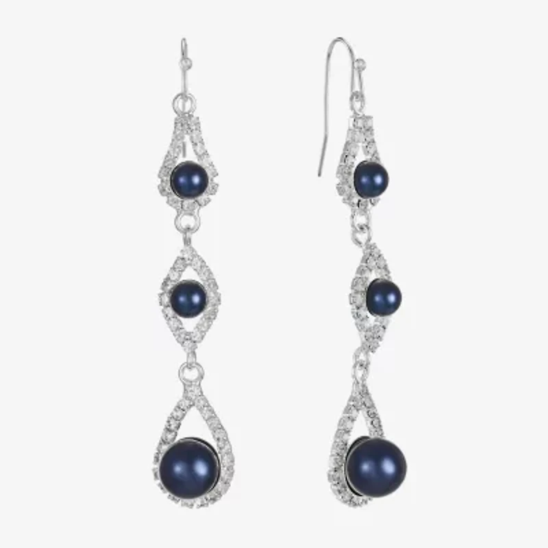 Monet Jewelry Timeless Linear Womens Simulated Pearl Round Drop Earrings
