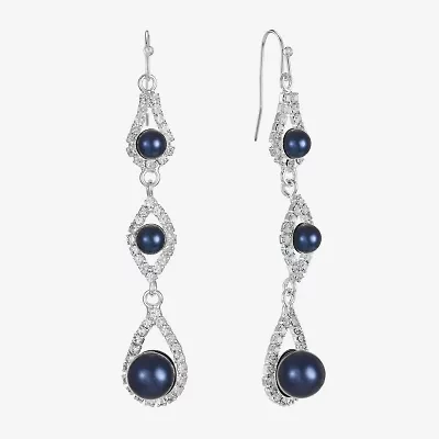 Monet Jewelry Timeless Linear Womens Simulated Pearl Round Drop Earrings