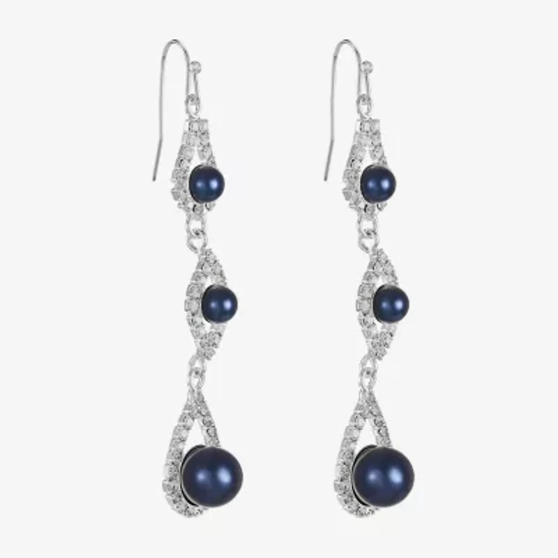 Monet Jewelry Timeless Linear Womens Simulated Pearl Round Drop Earrings