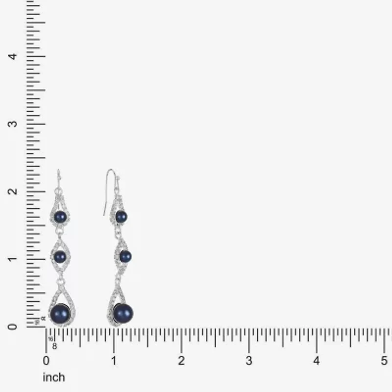 Monet Jewelry Timeless Linear Womens Simulated Pearl Round Drop Earrings