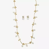 Monet Jewelry Timeless Gold Tone Womens Glass Simulated Pearl 2-pc. Jewelry Set