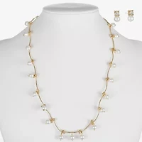Monet Jewelry Timeless Gold Tone Womens Glass Simulated Pearl 2-pc. Jewelry Set