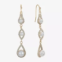 Monet Jewelry Timeless Gold Tone Womens Glass Simulated Pearl Drop Earrings