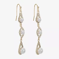 Monet Jewelry Timeless Gold Tone Womens Glass Simulated Pearl Drop Earrings