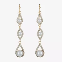 Monet Jewelry Timeless Gold Tone Womens Glass Simulated Pearl Drop Earrings