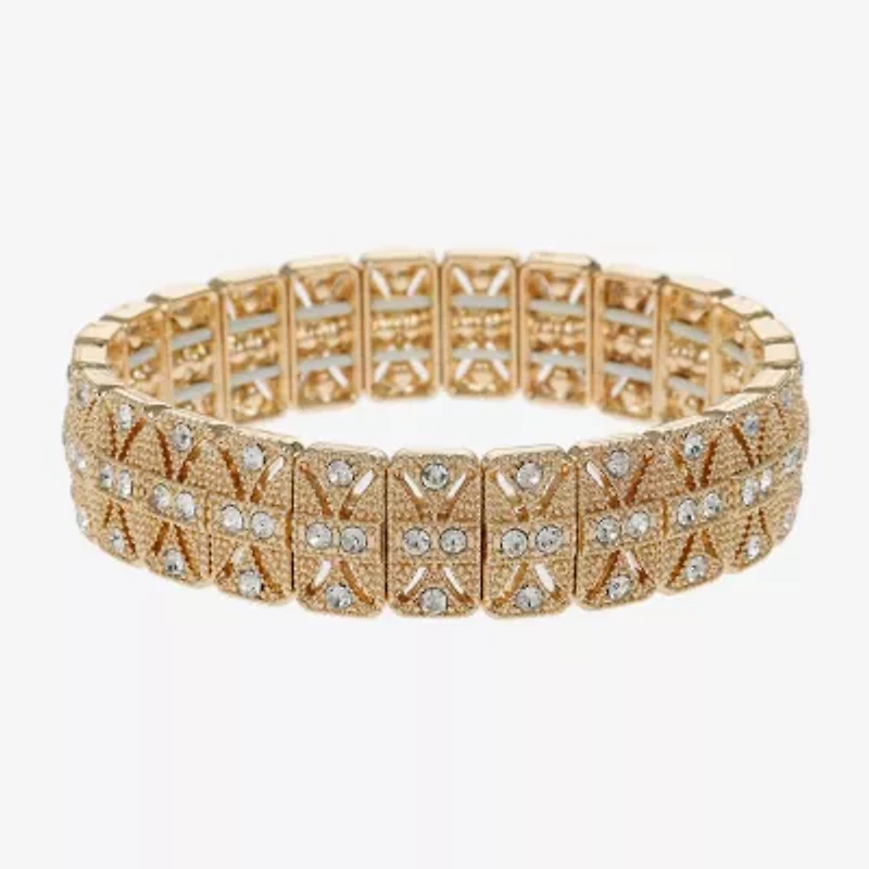 Monet Jewelry Timeless Gold Tone Womens Glass Stretch Bracelet