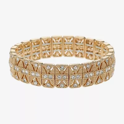 Monet Jewelry Timeless Gold Tone Womens Glass Stretch Bracelet
