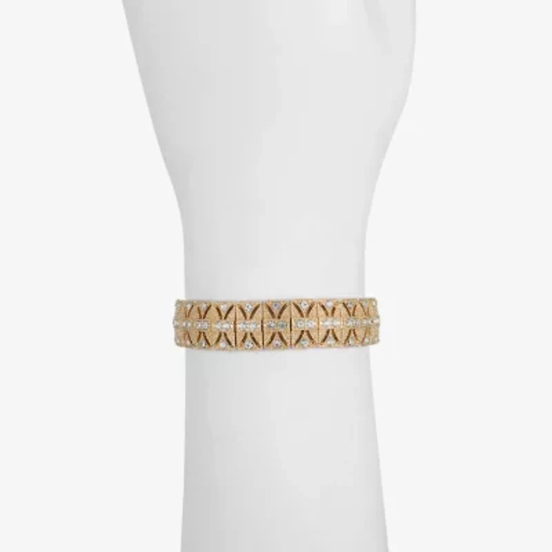 Monet Jewelry Timeless Gold Tone Womens Glass Stretch Bracelet