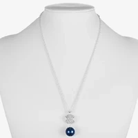 Monet Jewelry Timeless Silver Tone & Navy Womens Glass Simulated Pearl 17 Inch Pendant Necklace