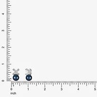 Monet Jewelry Timeless Silver Tone & Navy Glass Simulated Pearl 19.2mm Knot Stud Earrings