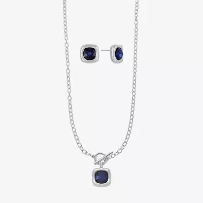 Liz Claiborne Pendant Toggle Necklace & Stud Earring Womens Glass 2-pc. Jewelry Set