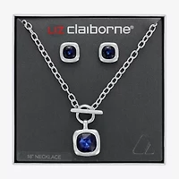 Liz Claiborne Pendant Toggle Necklace & Stud Earring Womens Glass 2-pc. Jewelry Set