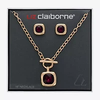 Liz Claiborne Pendant Toggle Necklace & Stud Earring Womens Glass 2-pc. Jewelry Set