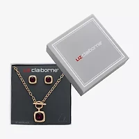 Liz Claiborne Pendant Toggle Necklace & Stud Earring Womens Glass 2-pc. Jewelry Set