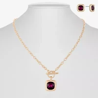 Liz Claiborne Pendant Toggle Necklace & Stud Earring Womens Glass 2-pc. Jewelry Set