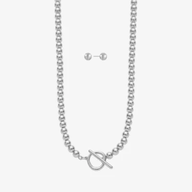 Liz Claiborne Beaded Toggle Necklace & Stud Earring Womens 2-pc. Jewelry Set