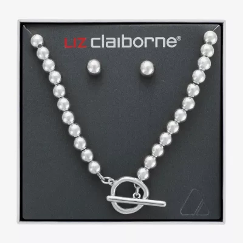 Liz Claiborne Beaded Toggle Necklace & Stud Earring Womens 2-pc. Jewelry Set