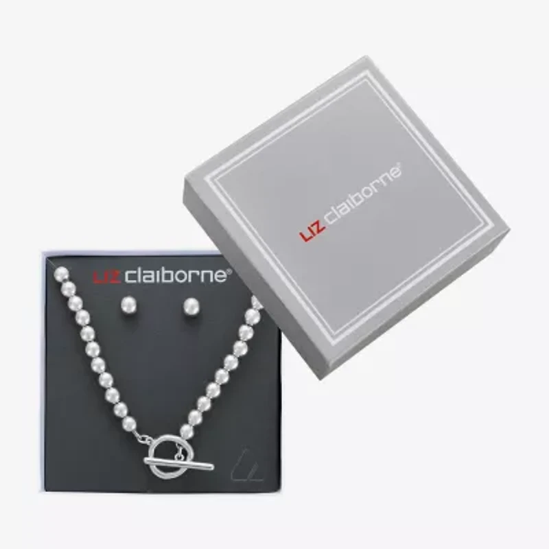 Liz Claiborne Beaded Toggle Necklace & Stud Earring Womens 2-pc. Jewelry Set