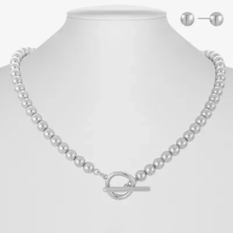 Liz Claiborne Beaded Toggle Necklace & Stud Earring Womens 2-pc. Jewelry Set