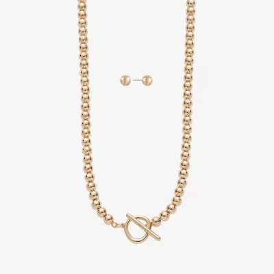 Liz Claiborne Beaded Toggle Necklace & Stud Earring Womens 2-pc. Jewelry Set