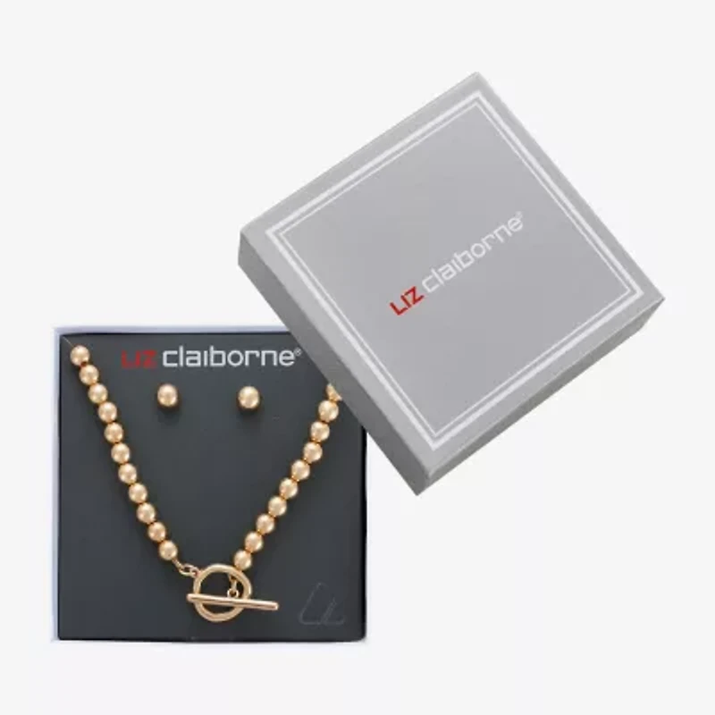 Liz Claiborne Beaded Toggle Necklace & Stud Earring Womens 2-pc. Jewelry Set