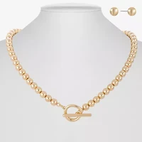 Liz Claiborne Beaded Toggle Necklace & Stud Earring Womens 2-pc. Jewelry Set