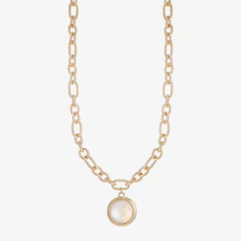 Liz Claiborne Gold Tone Womens 17 Inch Pendant Necklace