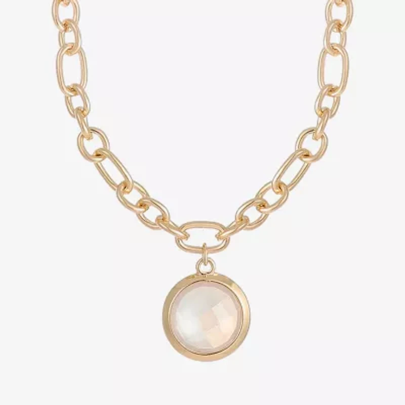 Liz Claiborne Gold Tone Womens 17 Inch Pendant Necklace