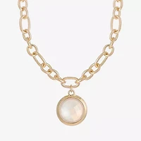 Liz Claiborne Gold Tone Womens 17 Inch Pendant Necklace