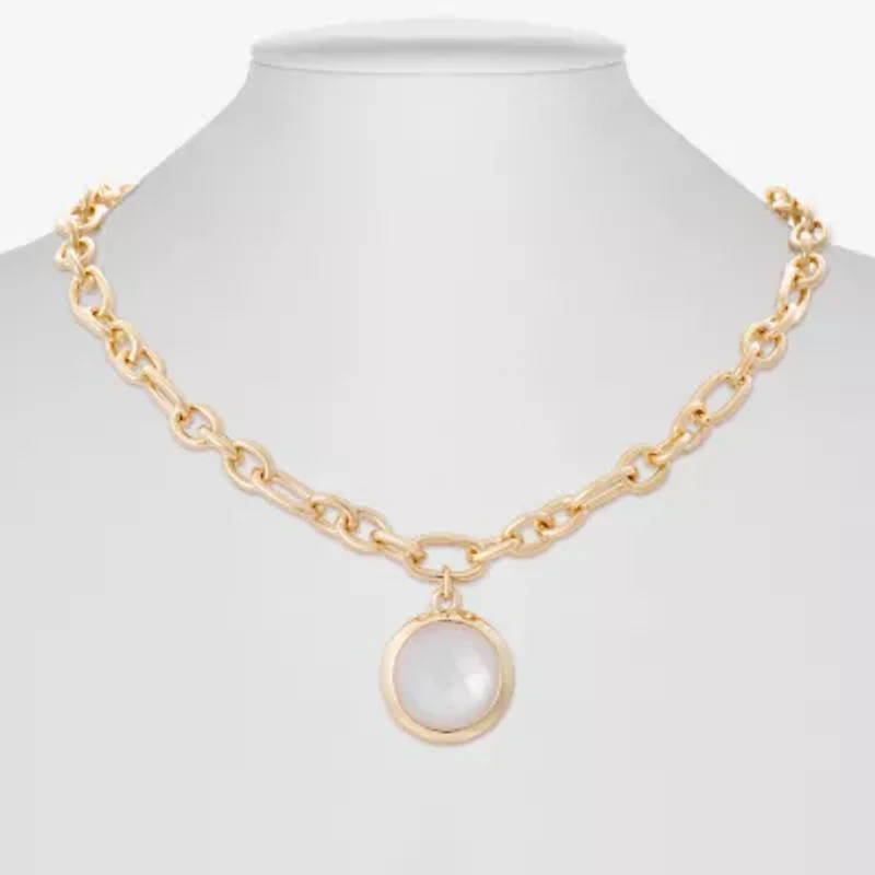 Liz Claiborne Gold Tone Womens 17 Inch Pendant Necklace