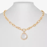 Liz Claiborne Gold Tone Womens 17 Inch Pendant Necklace