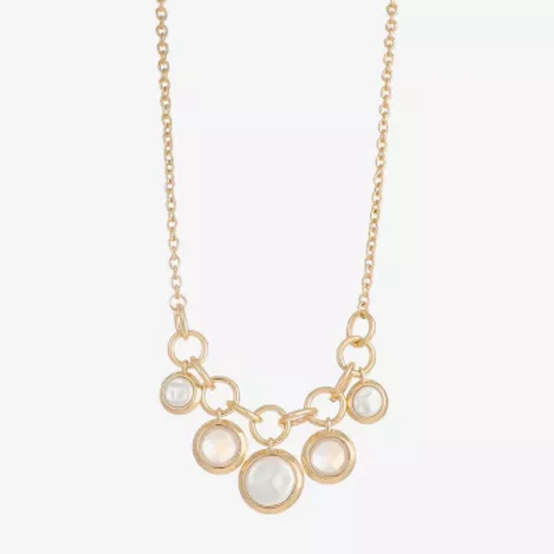 Liz Claiborne Gold Tone Frontal Womens 17 Inch Collar Necklace