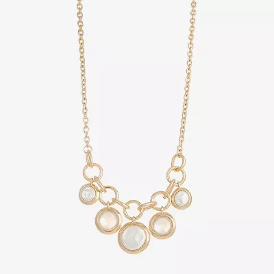 Liz Claiborne Gold Tone Frontal Womens 17 Inch Collar Necklace