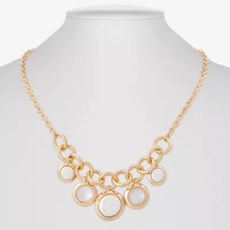 Liz Claiborne Gold Tone Frontal Womens 17 Inch Collar Necklace