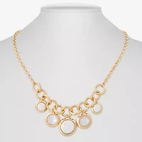 Liz Claiborne Gold Tone Frontal Womens 17 Inch Collar Necklace