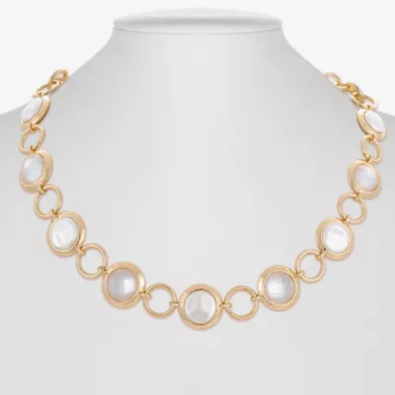 Liz Claiborne Gold Tone Womens 17 Inch Collar Necklace