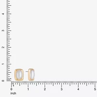 Liz Claiborne Gold Tone Simulated Pearl 18mm Rectangular Stud Earrings