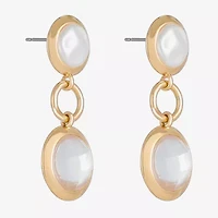 Liz Claiborne Gold Tone Double Womens Simulated Pearl Hypoallergenic Drop Earrings