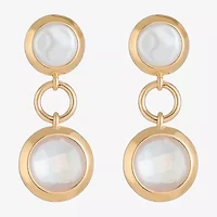 Liz Claiborne Gold Tone Double Womens Simulated Pearl Hypoallergenic Drop Earrings