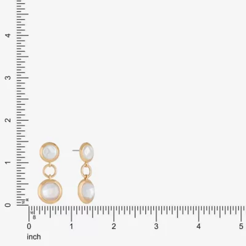 Liz Claiborne Gold Tone Double Womens Simulated Pearl Hypoallergenic Drop Earrings