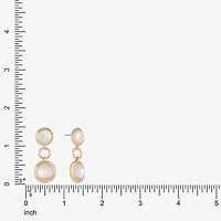 Liz Claiborne Gold Tone Double Womens Simulated Pearl Hypoallergenic Drop Earrings