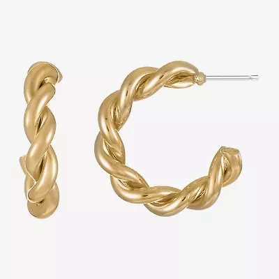 Liz Claiborne Rope Twist Womens 16mm Hypoallergenic Hoop Earrings