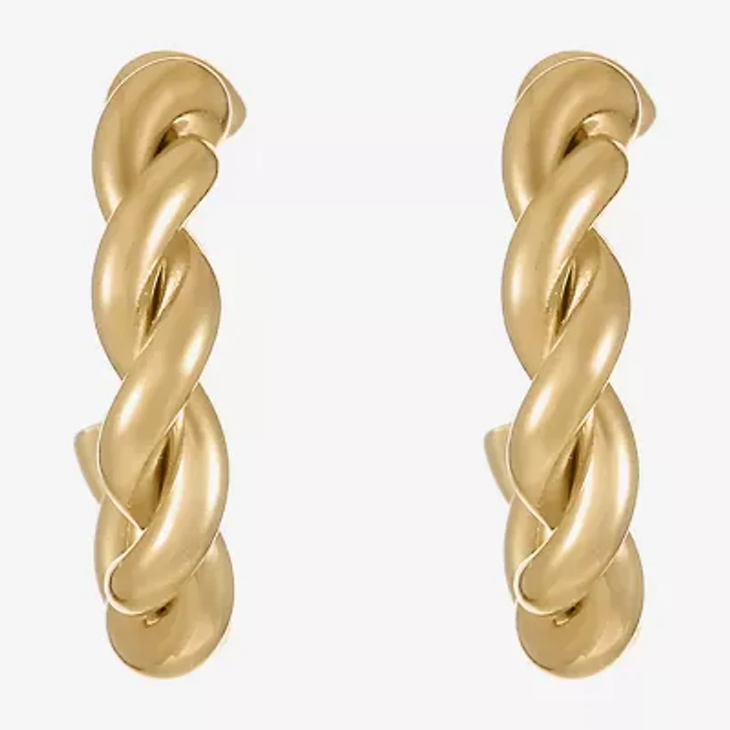 Liz Claiborne Rope Twist Womens 16mm Hypoallergenic Hoop Earrings