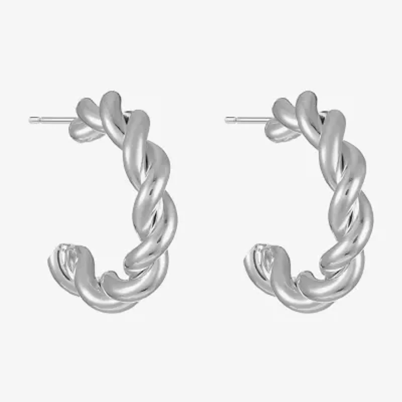 Liz Claiborne Rope Twist Womens 16mm Hypoallergenic Hoop Earrings