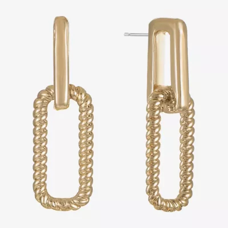 Liz Claiborne Rope Twist Paperclip Womens Oval Hypoallergenic Drop Earrings