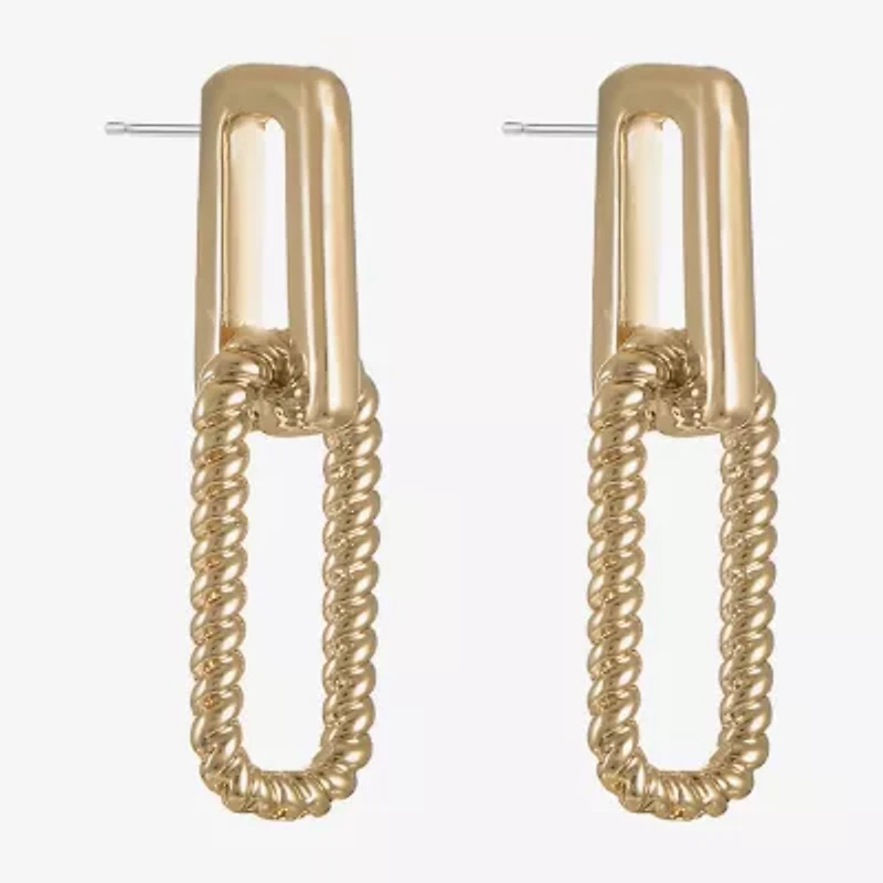Liz Claiborne Rope Twist Paperclip Womens Oval Hypoallergenic Drop Earrings