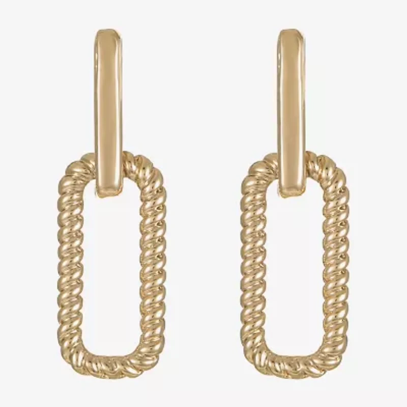 Liz Claiborne Rope Twist Paperclip Womens Oval Hypoallergenic Drop Earrings