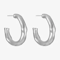 Liz Claiborne Hammered Womens 23mm Hypoallergenic Hoop Earrings