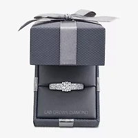 Signature By Modern Bride (G / Si1-Si2) Womens 2 CT. T.W. Lab Grown White Diamond 10K or Yellow Gold Round Side Stone Engagement Ring