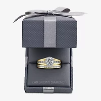 (F / VS2) Womens 1 1/2 CT. T.W. Lab Grown White Diamond 10K or 14K Gold Round Side Stone Bridal Set